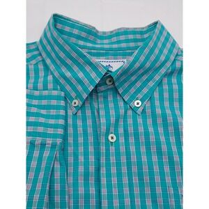 Southern Tide Men's Plaid Button Down Shirt Classic Fit Turquoise L Large